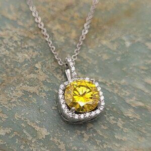 NEW Yellow Moissanite Sterling Silver Necklace